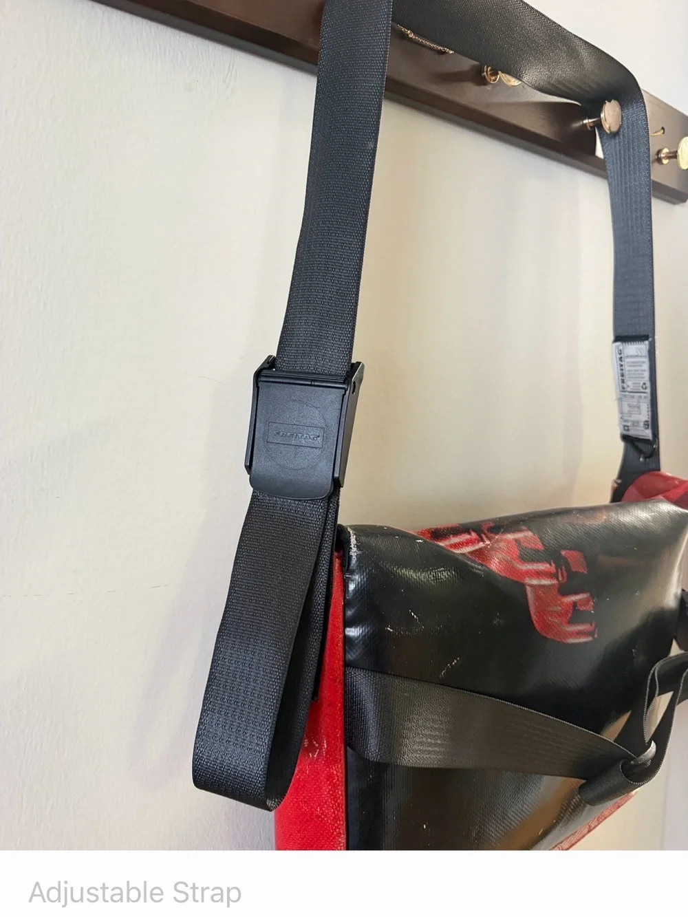 Freitag F14 Dexter Red Graphic Messenger Bag - Recycled Truck-Tarp Design